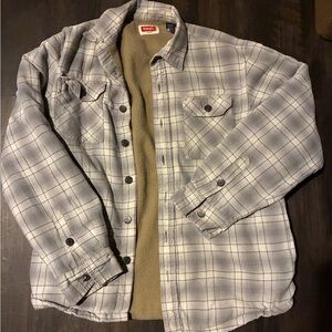 Wrangler Fleece Lined Plaid Flannel Shirt Jacket Shacket Small